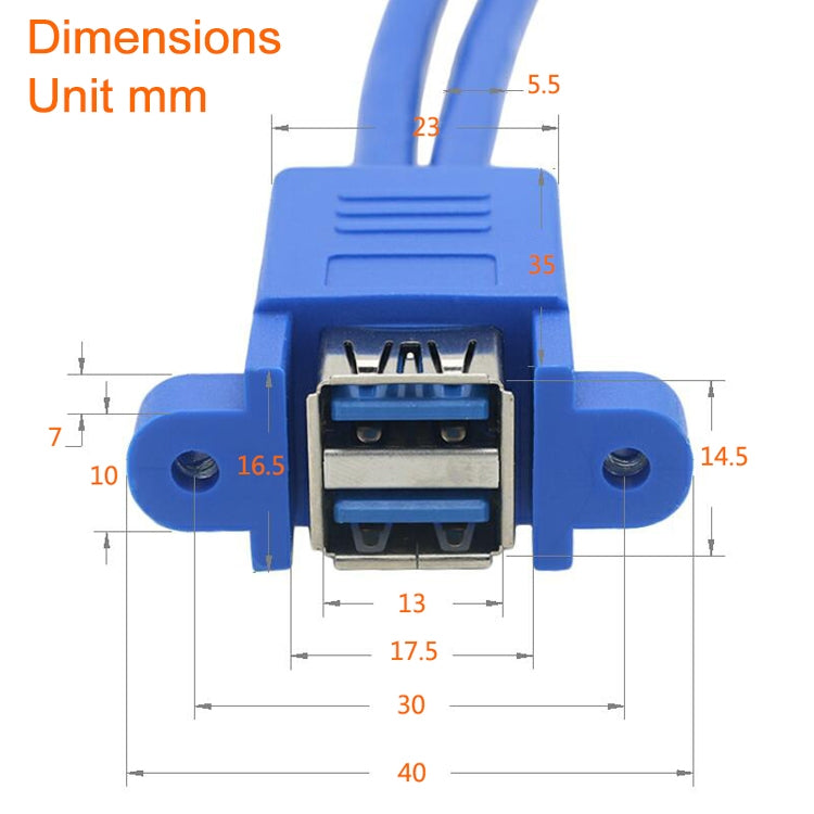 Motherboard 20pin Turn Double USB3.0 Extension Cable  with Ear Baffle Cable