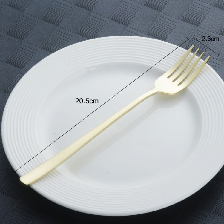 Stainless Steel Dinner Fork Korea Colourful Dessert Fork With Long Handle, Color:Light gold