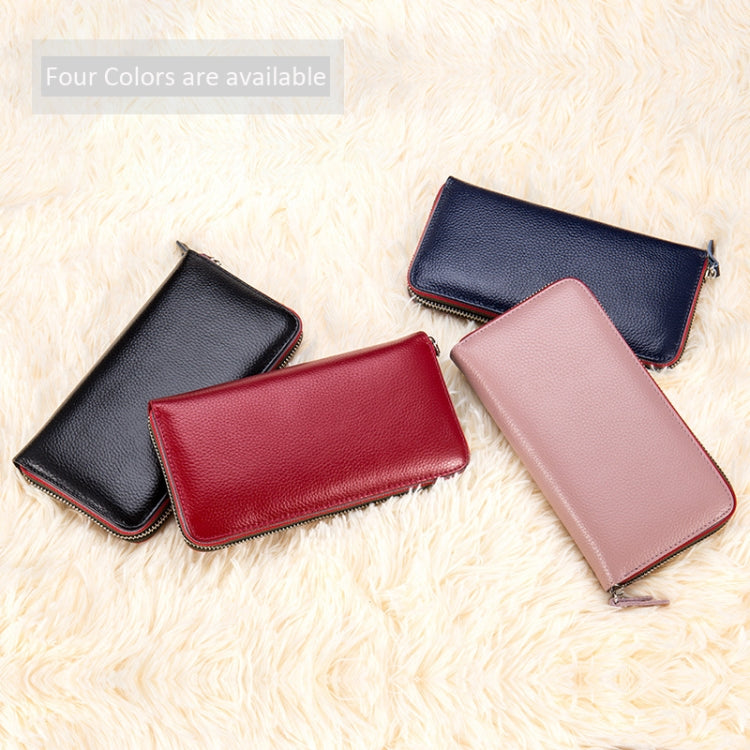 Ladies Top-grain Leather Wallet Long Wallet Bag Zipper Clutch Bag