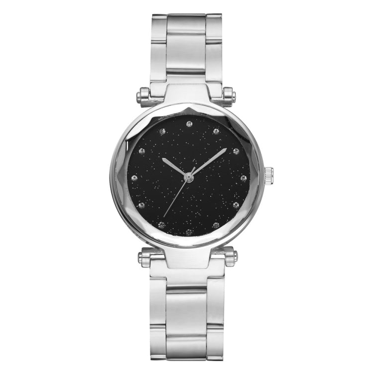 2 PCS Star Steel Strip Alloy Quartz Trend Watch(Silver)
