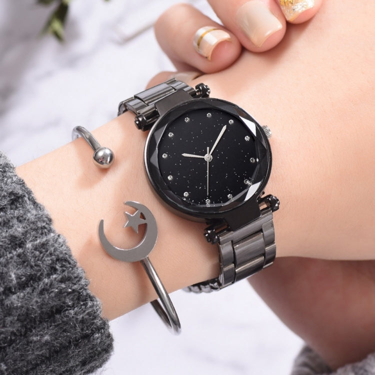 2 PCS Star Steel Strip Alloy Quartz Trend Watch(Silver)