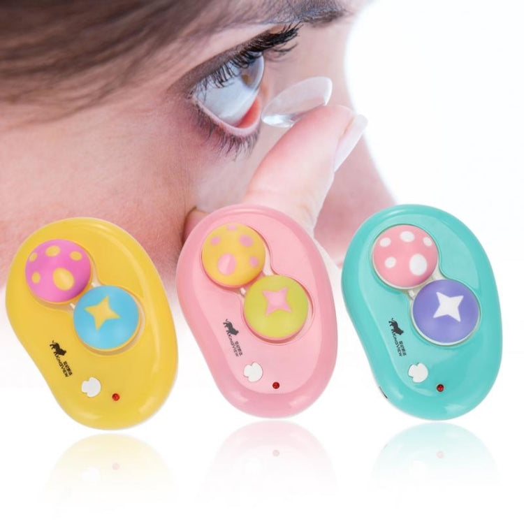 Electric Contact Lens Case Ultrasonic Washer Box Cute Mashroom Eyes Care Tools