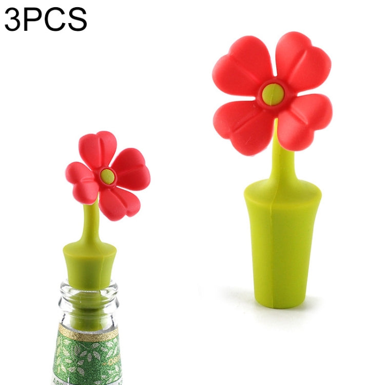 3 PCS Creative Wine Drink Preservation Stopper Flower Silicone Wine Stopper