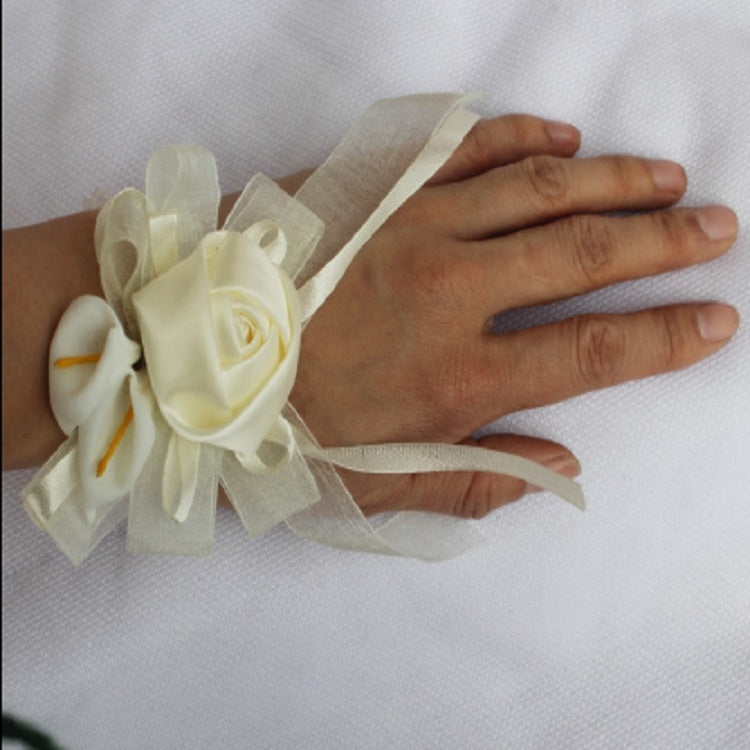 Wedding Groom Bride Boutonniere Rhinoceros Calla Brooch Wrist Flower, Style:Wrist Flower
