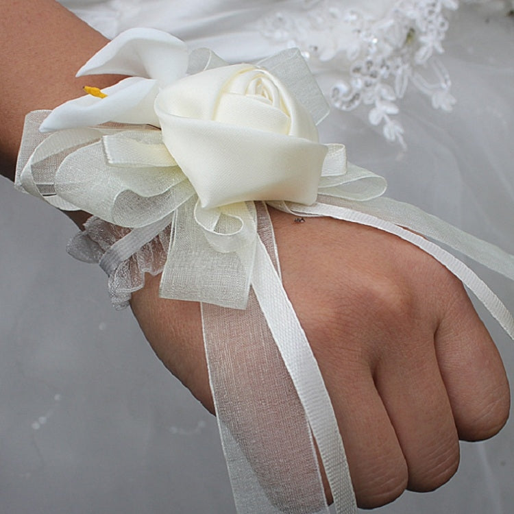 Wedding Groom Bride Boutonniere Rhinoceros Calla Brooch Wrist Flower, Style:Wrist Flower
