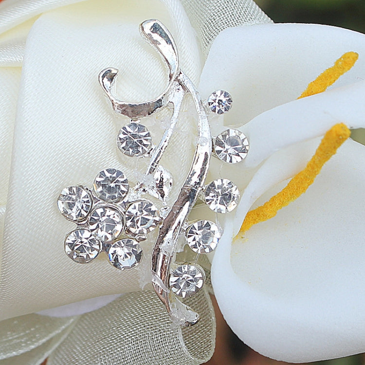 Wedding Groom Bride Boutonniere Rhinoceros Calla Brooch Wrist Flower, Style:Silver Boutonniere