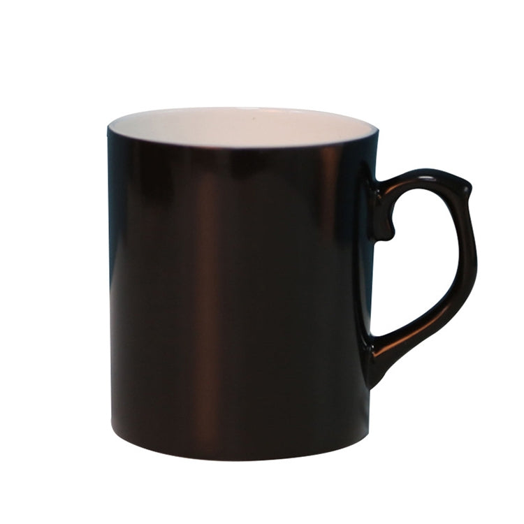 Creative Gift Personality Thermal Transfer Magic Cup Color Change Cup Ceramic Tea Cup Black Ear Handle Scrub