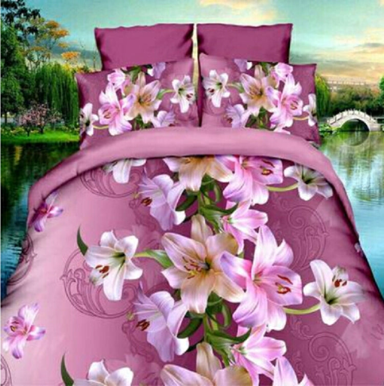 4 PCS Cotton 3D Rose Bedding Sets Soft Duvet Cover Bedsheet Pillowcase Reactive Printed Bedclothes Queen Bed