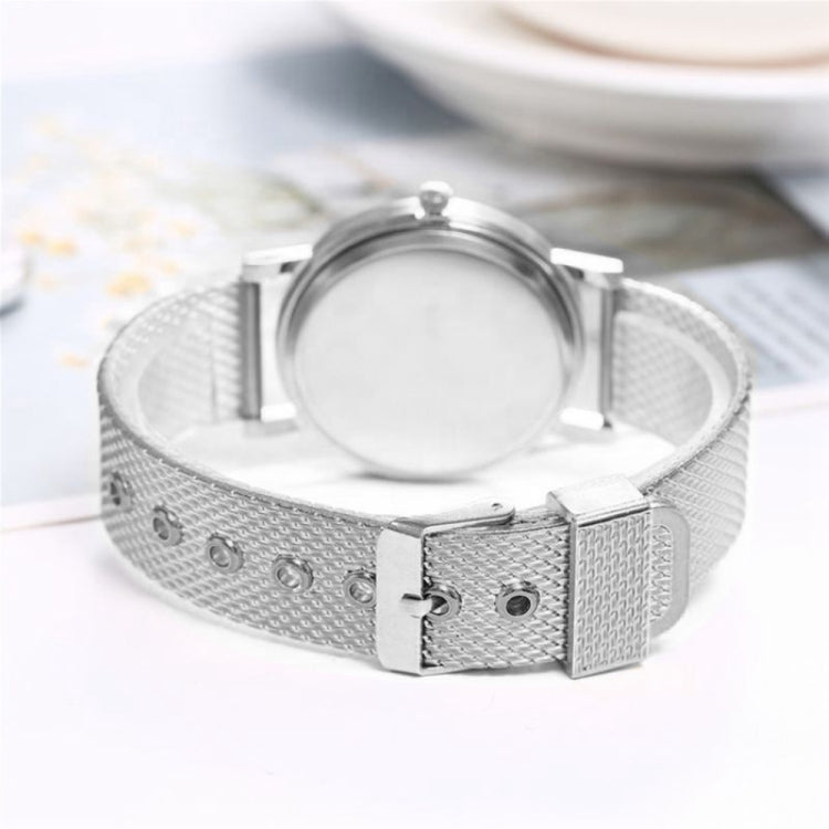 2 PCS Golden Alloy Mesh Belt Double Heart Watch for Ladies