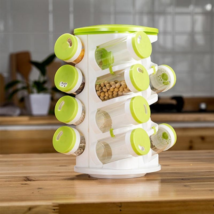 2 Sets 16 in 1 Seasoning Cans Pepper Salt Cruet Plastic Bottle Kitchen Spice Jar Pepper Shaker Box Spice Rack Set