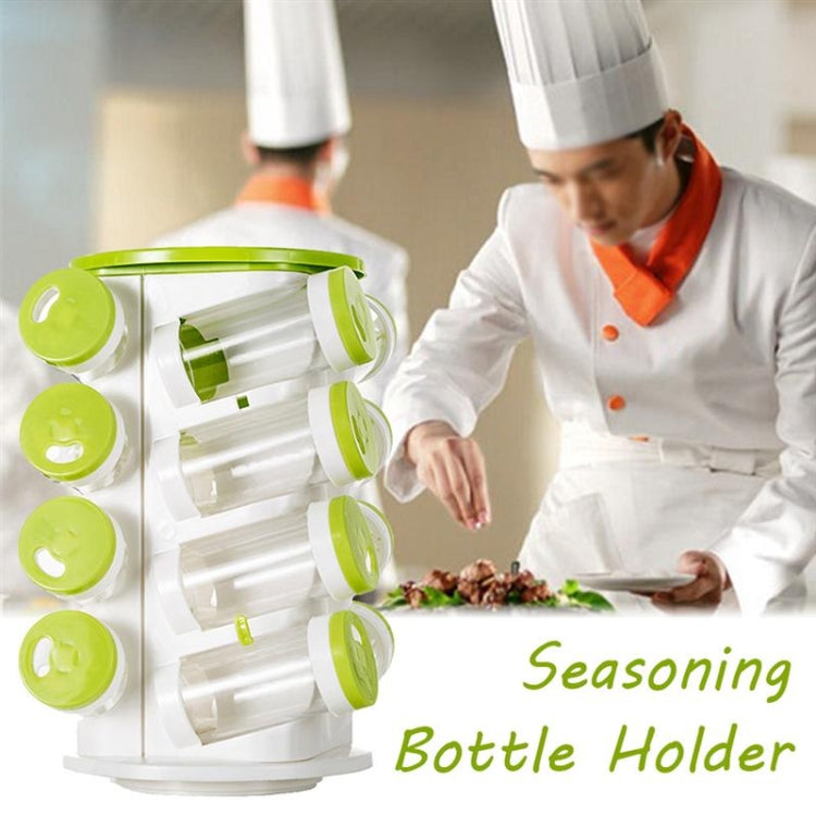 2 Sets 16 in 1 Seasoning Cans Pepper Salt Cruet Plastic Bottle Kitchen Spice Jar Pepper Shaker Box Spice Rack Set
