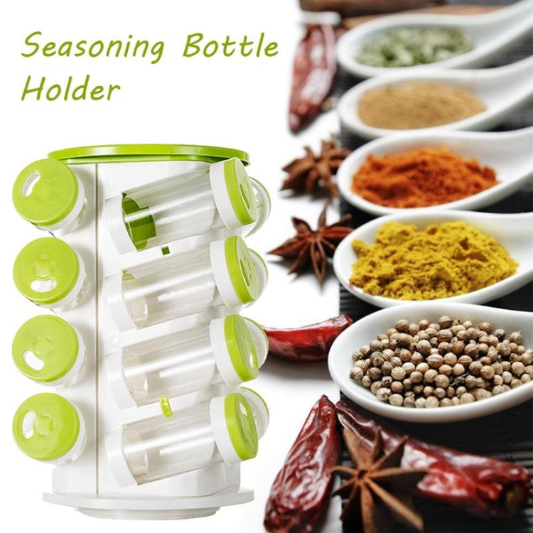 2 Sets 16 in 1 Seasoning Cans Pepper Salt Cruet Plastic Bottle Kitchen Spice Jar Pepper Shaker Box Spice Rack Set