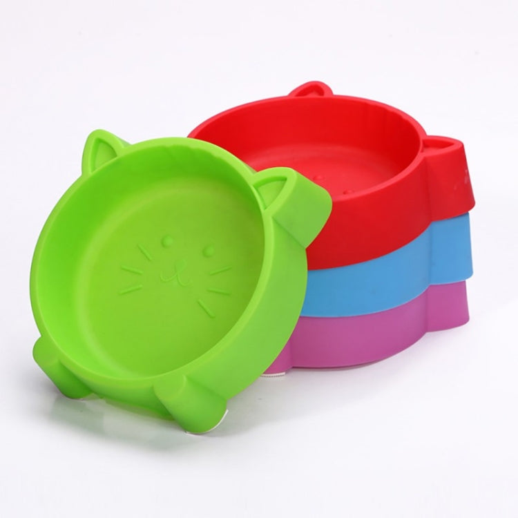 2 PCS Eco-friendly Plastic Anti-skid Cat Face Bowl Pet Supplies