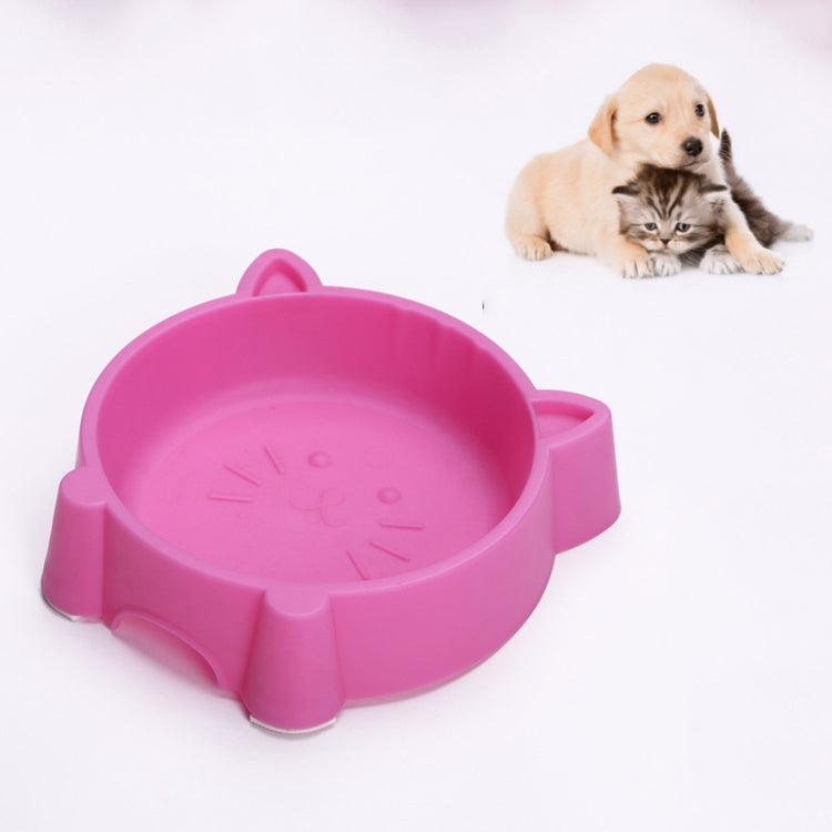 2 PCS Eco-friendly Plastic Anti-skid Cat Face Bowl Pet Supplies