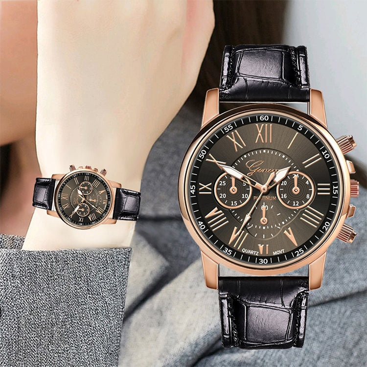 2 PCS Three-eye Six-needle Imitation Belt Quartz Watch for Women / Men
