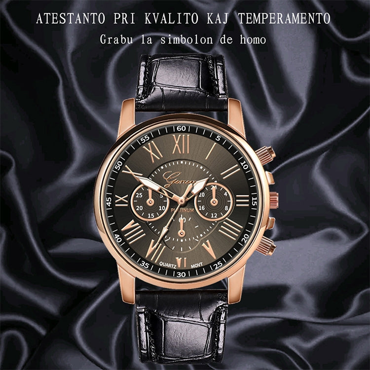2 PCS Three-eye Six-needle Imitation Belt Quartz Watch for Women / Men