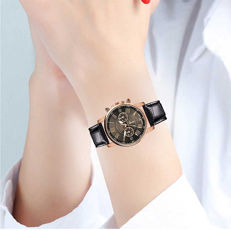 2 PCS Three-eye Six-needle Imitation Belt Quartz Watch for Women / Men
