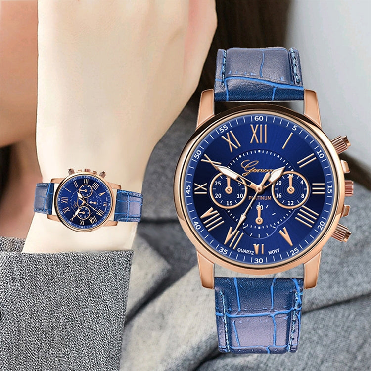 2 PCS Three-eye Six-needle Imitation Belt Quartz Watch for Women / Men