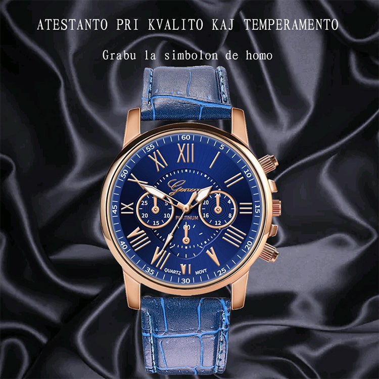 2 PCS Three-eye Six-needle Imitation Belt Quartz Watch for Women / Men