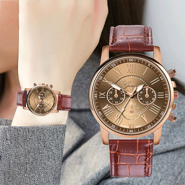 2 PCS Three-eye Six-needle Imitation Belt Quartz Watch for Women / Men