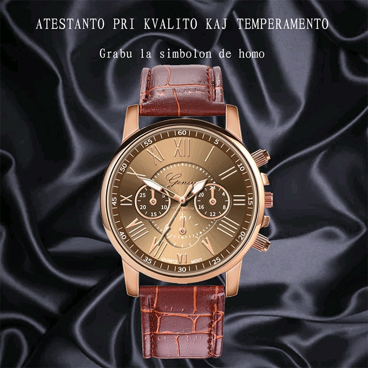 2 PCS Three-eye Six-needle Imitation Belt Quartz Watch for Women / Men