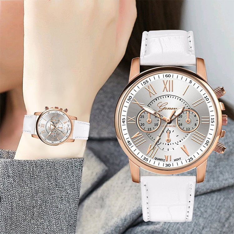 2 PCS Three-eye Six-needle Imitation Belt Quartz Watch for Women / Men
