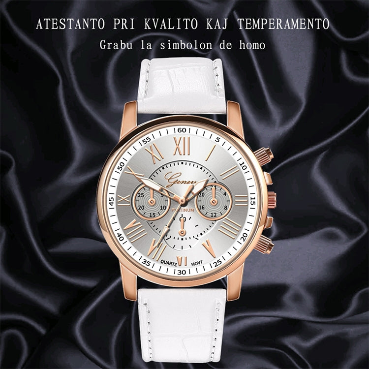 2 PCS Three-eye Six-needle Imitation Belt Quartz Watch for Women / Men