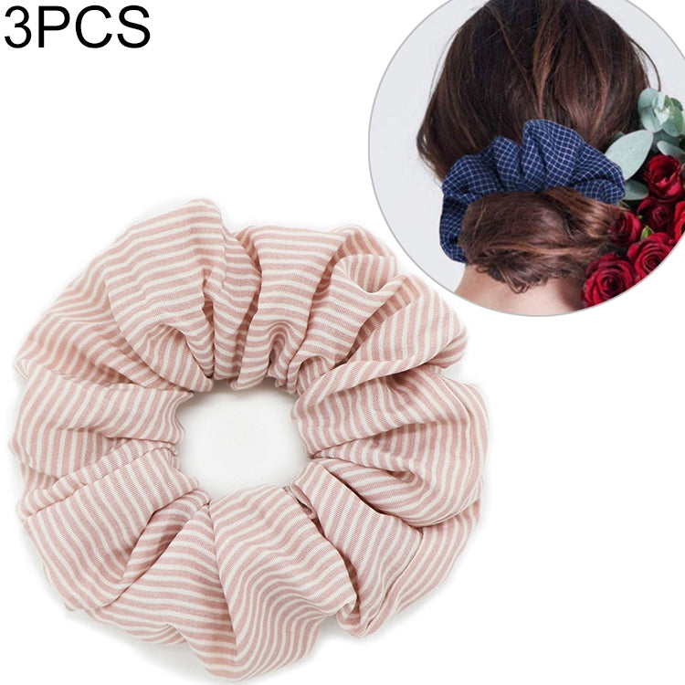 3 PCS Fashion Girls Women Stripe Hair Scrunchie Ponytail Grip Loop Holder Stretchy Hair band