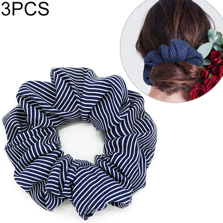 3 PCS Fashion Girls Women Stripe Hair Scrunchie Ponytail Grip Loop Holder Stretchy Hair band