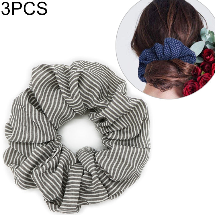 3 PCS Fashion Girls Women Stripe Hair Scrunchie Ponytail Grip Loop Holder Stretchy Hair band