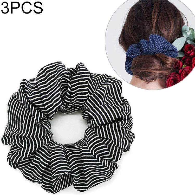 3 PCS Fashion Girls Women Stripe Hair Scrunchie Ponytail Grip Loop Holder Stretchy Hair band