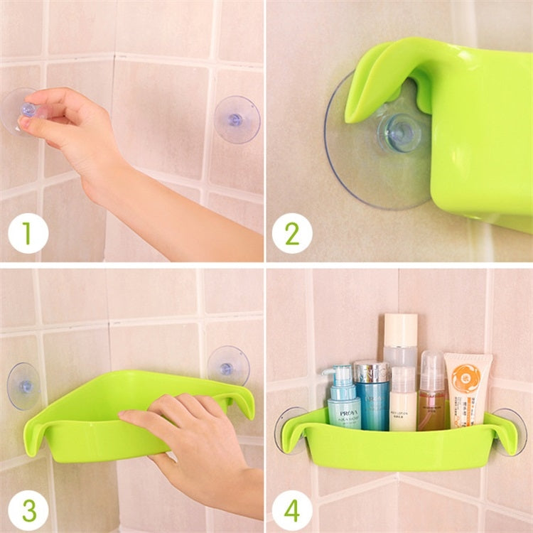 2 PCS Kitchen Bathroom Strong Suction Cup Multi-purpose Racks Toilet Corner Storage Rack