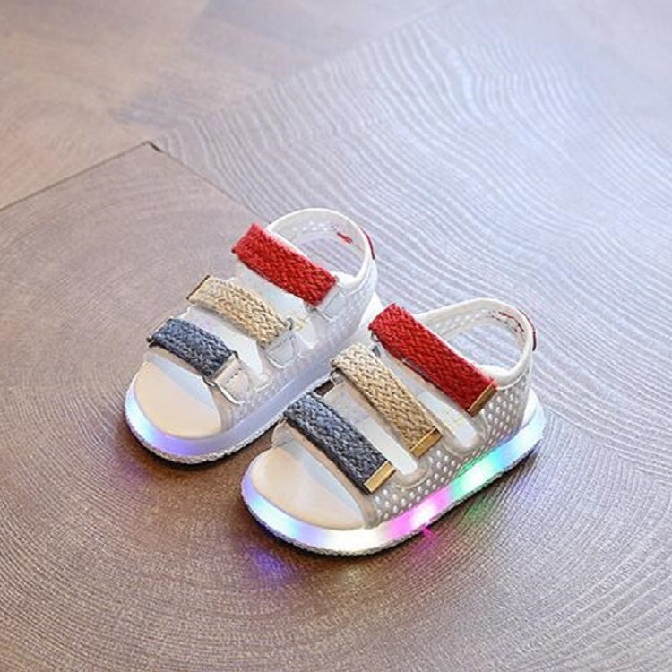 Summer Boys and Girls Sandals Children LED Lights Shoes Beach Hollow Breathable Soft Bottom Sandals, Size:25Yards