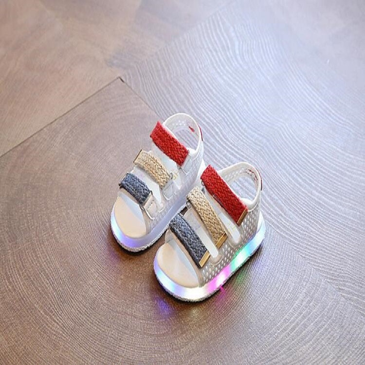 Summer Boys and Girls Sandals Children LED Lights Shoes Beach Hollow Breathable Soft Bottom Sandals, Size:28Yards