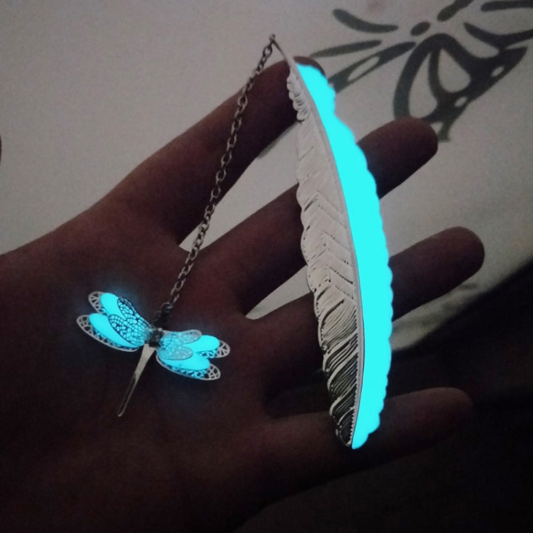 Luminous Pure Copper Feather Bookmark Retro Dragonfly Butterfly Bookmark