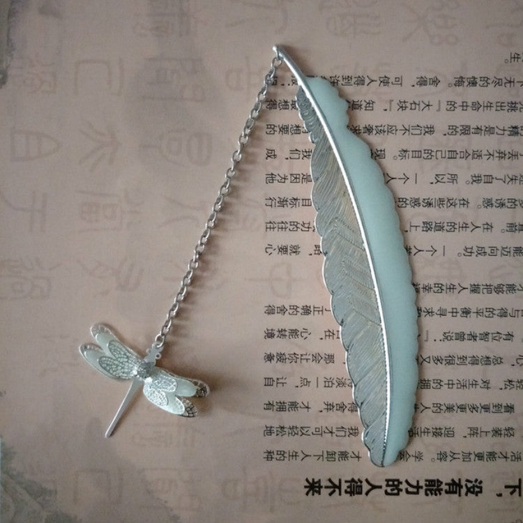 Luminous Pure Copper Feather Bookmark Retro Dragonfly Butterfly Bookmark