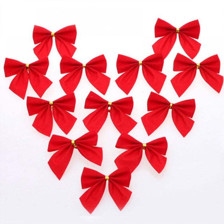 12 PCS Flocked Bow Christmas Tree Decoration