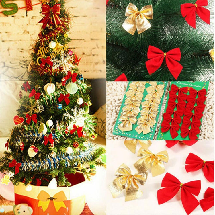 12 PCS Flocked Bow Christmas Tree Decoration