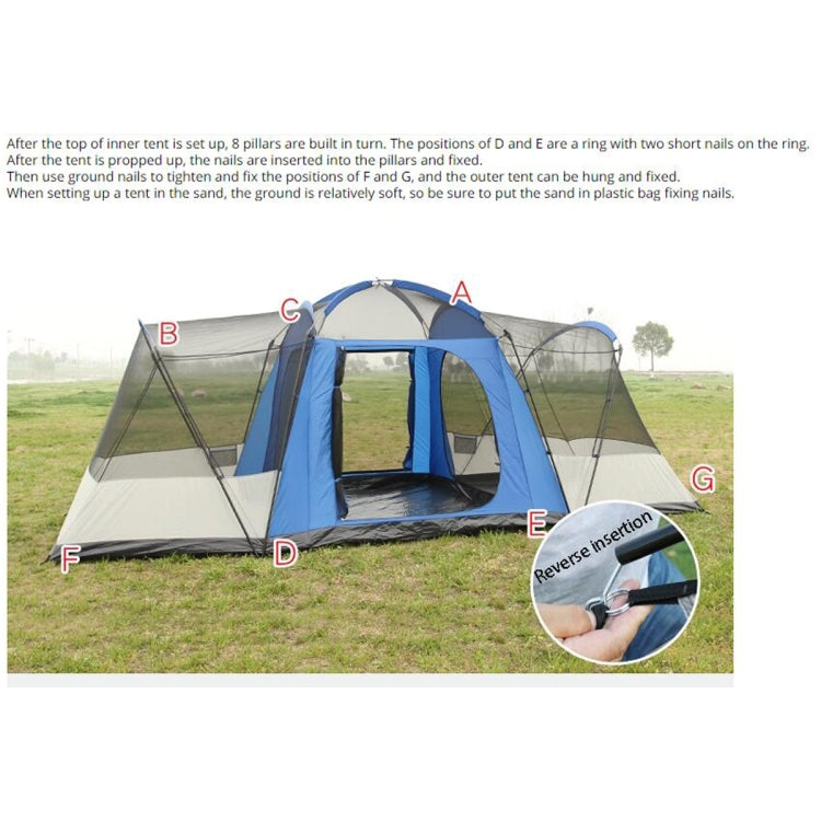 Ultralarge 8-12 Person Double Layer Waterproof Strong Camping Family Tent Carpas