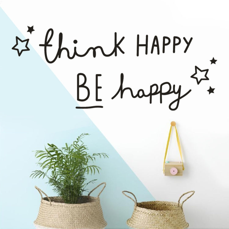 Think Happy Be Happy English Letter Wall Stickers Home Decor Living Room Bedroom Children's Room Applique Mural