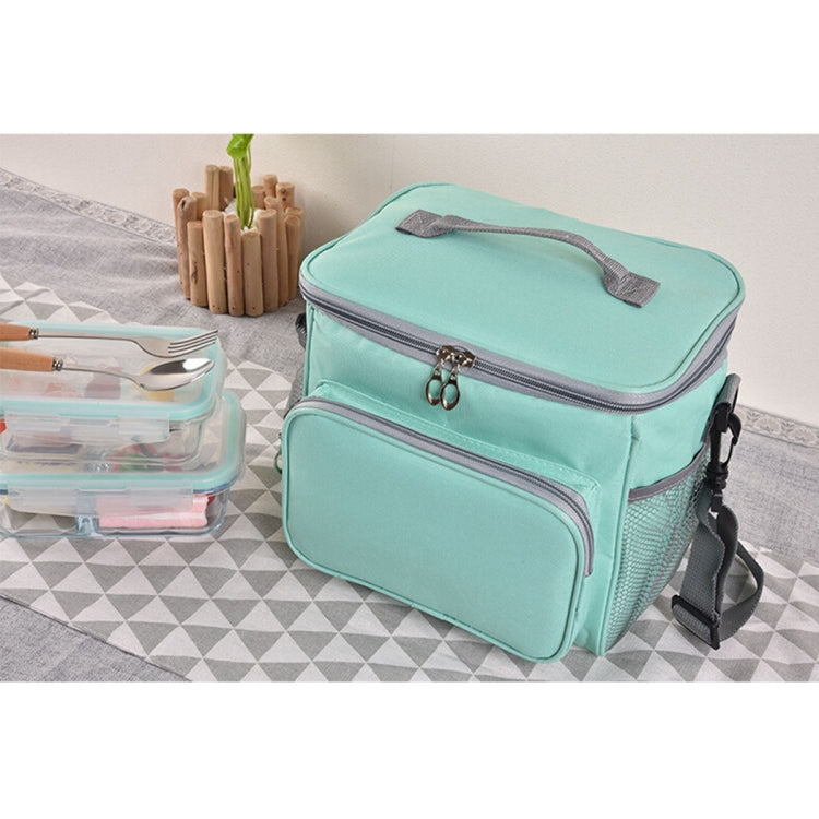 Portable Ice Pack Oxford Cloth Portable Slung Lunch Box Insulated Lunch Bag, Color:Black Bag Red Zipper
