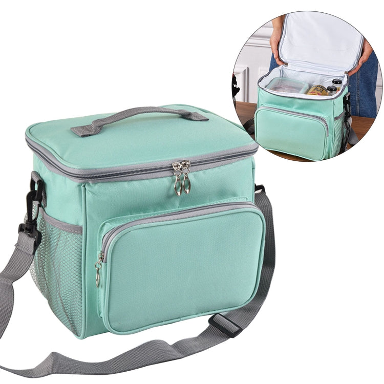 Portable Ice Pack Oxford Cloth Portable Slung Lunch Box Insulated Lunch Bag, Color:Black Bag Red Zipper