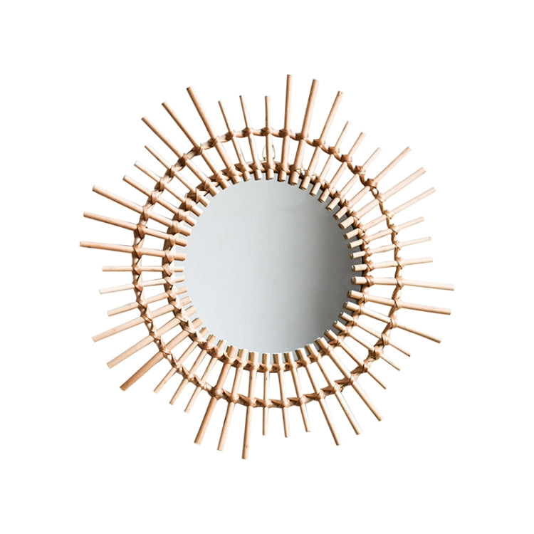 Creative Art Decoration Round Mirror  Living Room Wall Hanging Mirror, Style:Rattan decorative mirror B