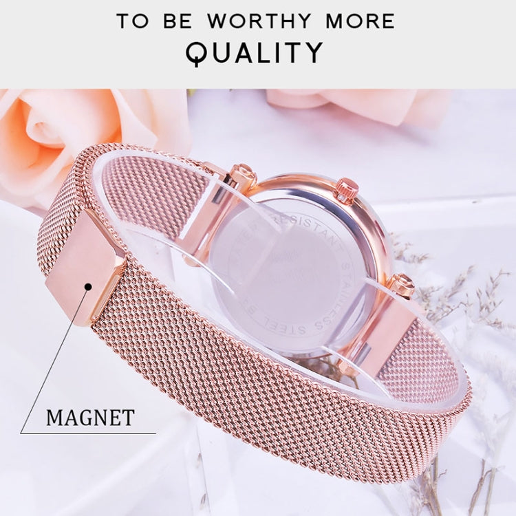 Luxury Mesh Ladies Clock Magnet Buckle Starry Diamond Geometric Quartz Wristwatch Women Watches