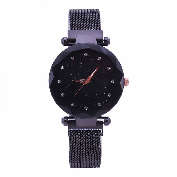 Luxury Mesh Ladies Clock Magnet Buckle Starry Diamond Geometric Quartz Wristwatch Women Watches