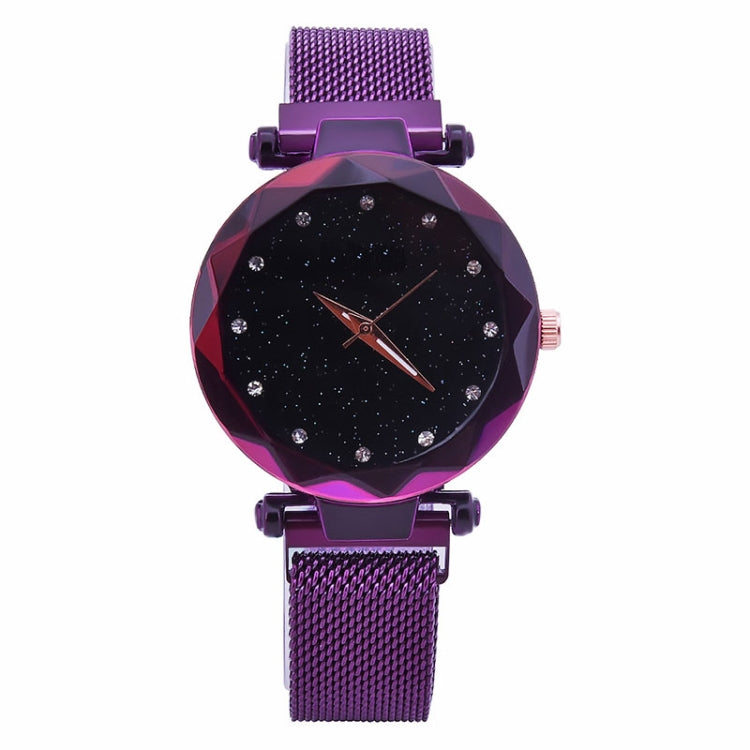 Luxury Mesh Ladies Clock Magnet Buckle Starry Diamond Geometric Quartz Wristwatch Women Watches