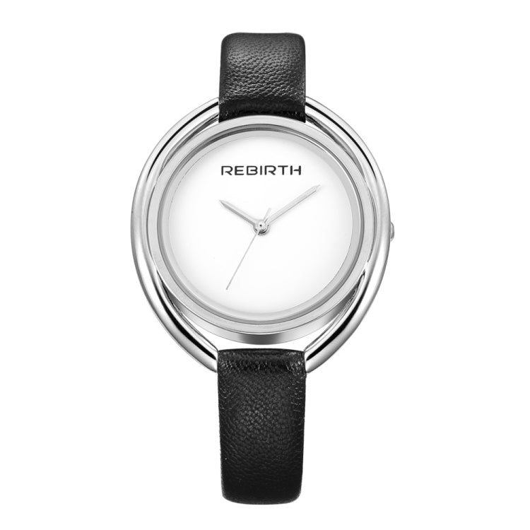 REBIRTH RE028 Women Watch Ultra-simple Double-shell Quartz Waterproof Leather Belt Watch