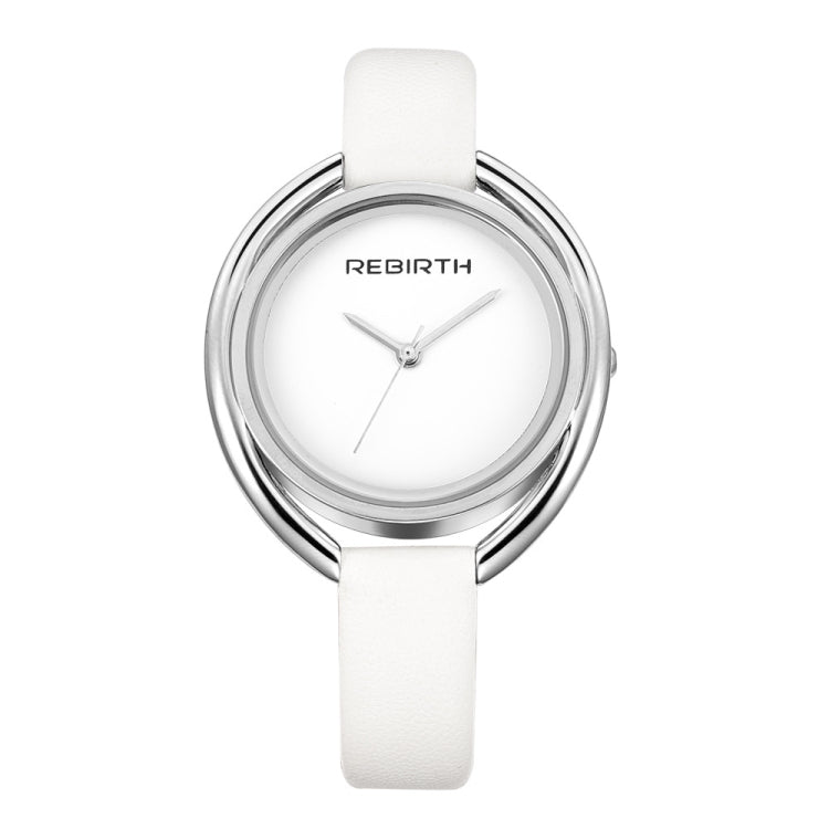 REBIRTH RE028 Women Watch Ultra-simple Double-shell Quartz Waterproof Leather Belt Watch
