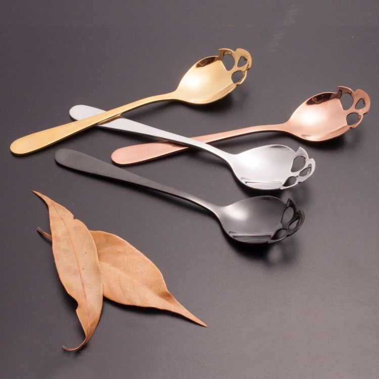 2 PCS Stainless Skull Shape Ice Cream Tea Spoons Kitchen Tools Food Drade Tea Coffee Milk Spoon Titanium Gold