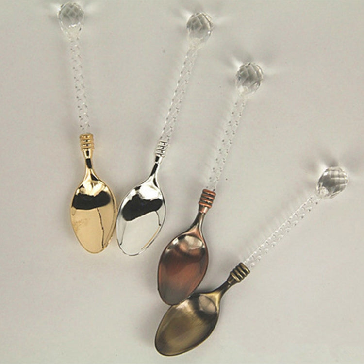 2 PCS Crystal Handle Tea Coffee Spoon Ice Cream Spoon Dessert Ladle Scoop